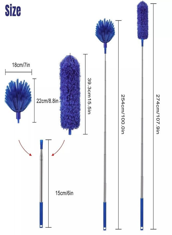 Giggle Tree Microfiber Feather Duster with Mop Stick-Essential Home Cleaning Products for Dusting,Fan Cleaner and More,Extendable Telescopic Handle for Easy Reach and Efficient Cleaning (Navy Blue) - Image 2
